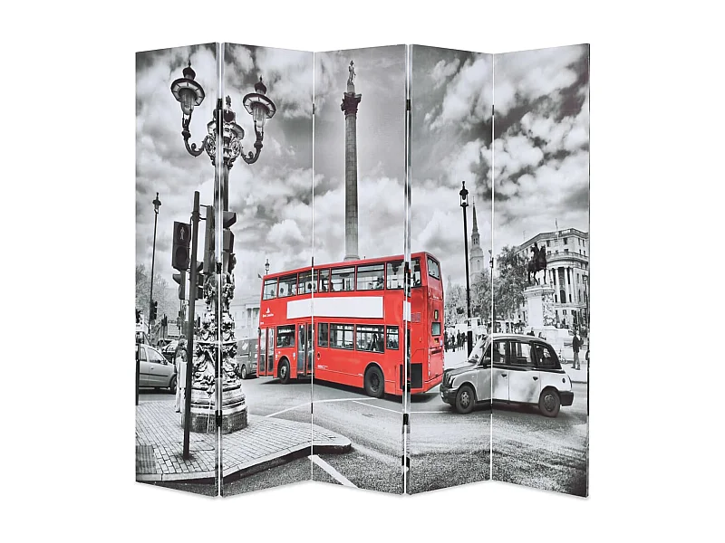 Raumteiler klappbar 200 x 170 cm London Bus Schwarz-Weiß