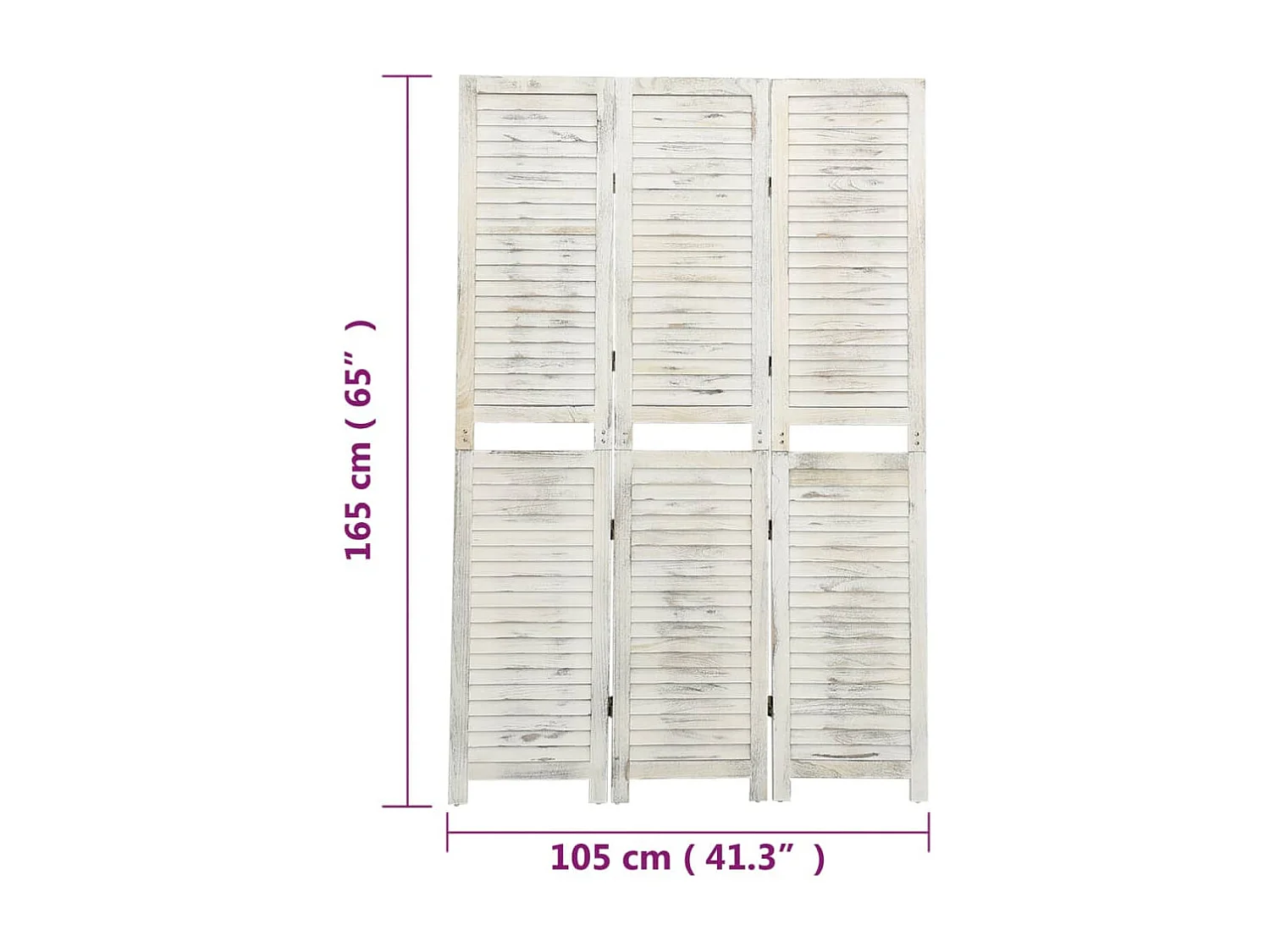 Cloison de séparation 3 panneaux Blanc antique 105x165 cm Bois