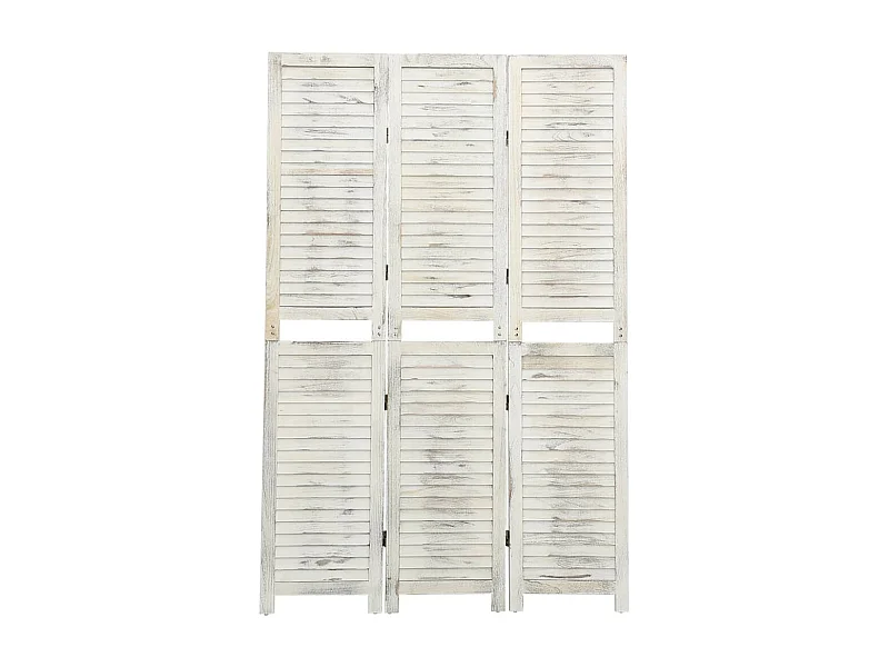 Cloison de séparation 3 panneaux Blanc antique 105x165 cm Bois