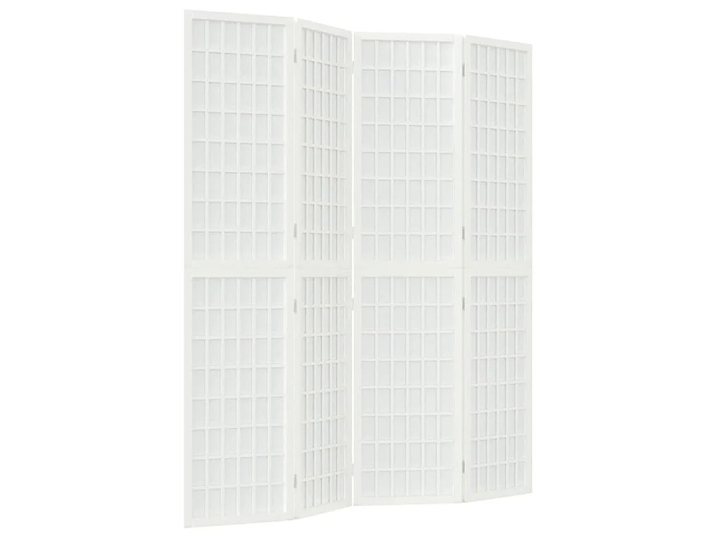 Divisorio Pieghevole 4 Pannelli Stile Giapponese 160x170 Bianco