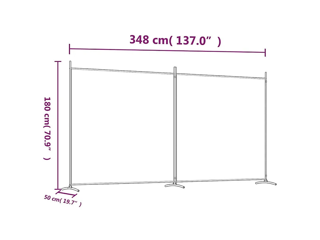 2-tlg. Paravent Schwarz 348x180 cm Stoff