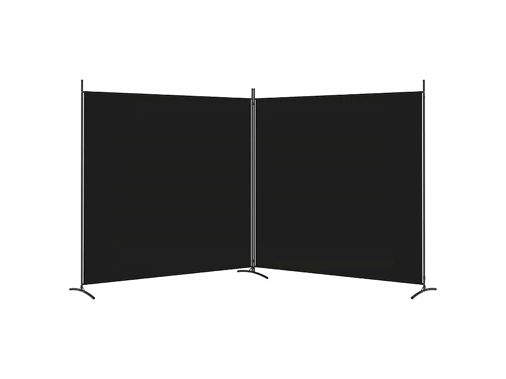 2-tlg. Paravent Schwarz 348x180 cm Stoff