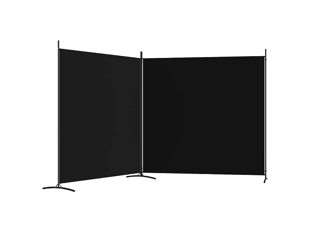 2-tlg. Paravent Schwarz 348x180 cm Stoff