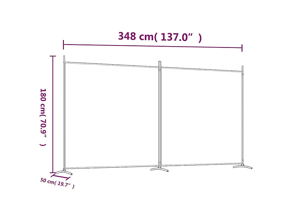 2-tlg. Paravent Schwarz 348x180 cm Stoff
