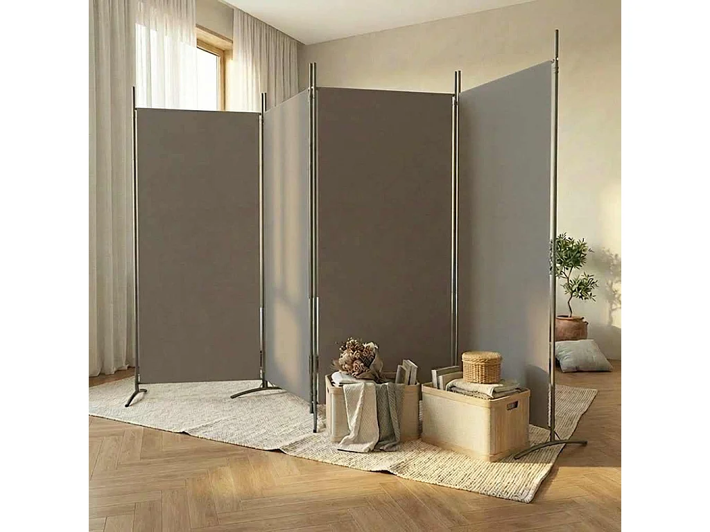 Divisória de quarto com 4 painéis 346x180 cm tecido antracite