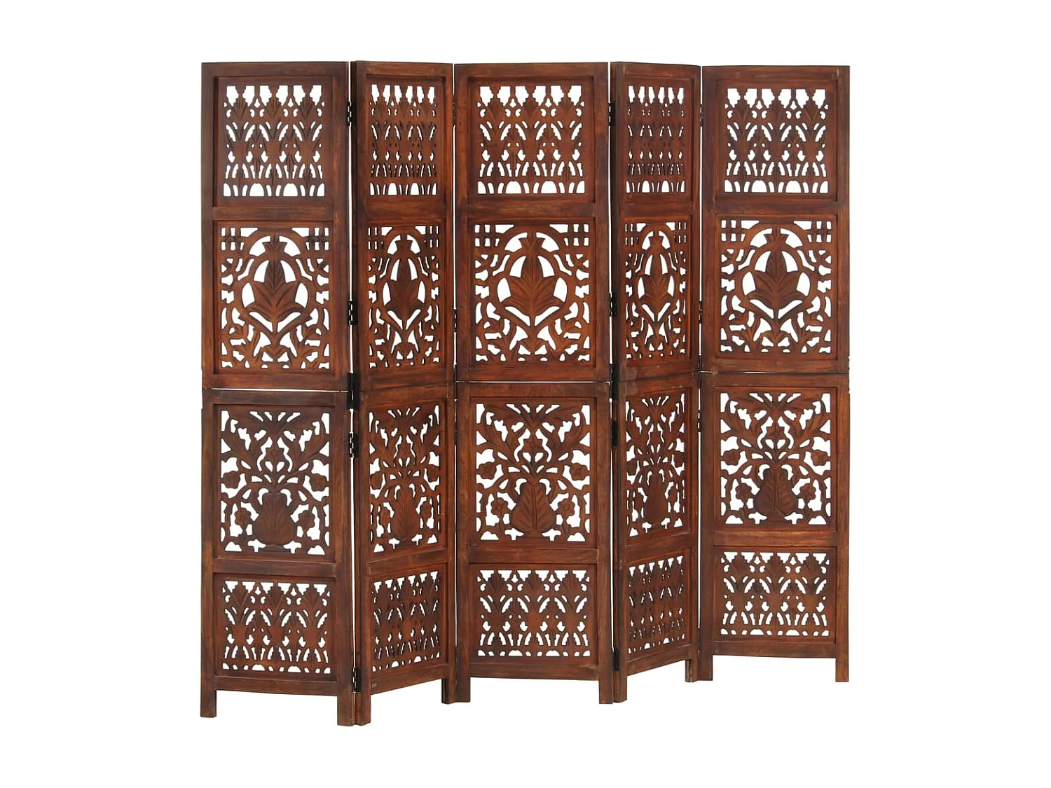 Cloison de séparation 5 panneaux Marron 200x165cm Bois manguier