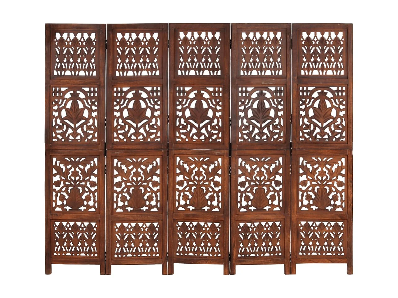 Cloison de séparation 5 panneaux Marron 200x165cm Bois manguier