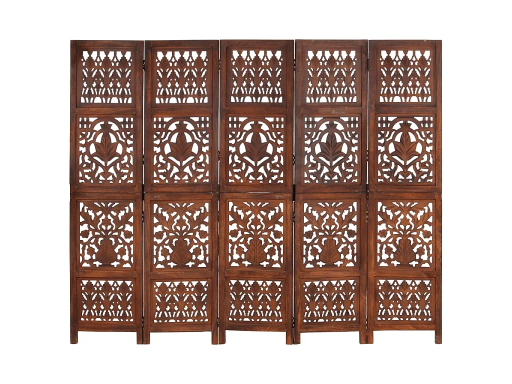 Paravent 5 panneaux Marron 200x165cm Bois manguier