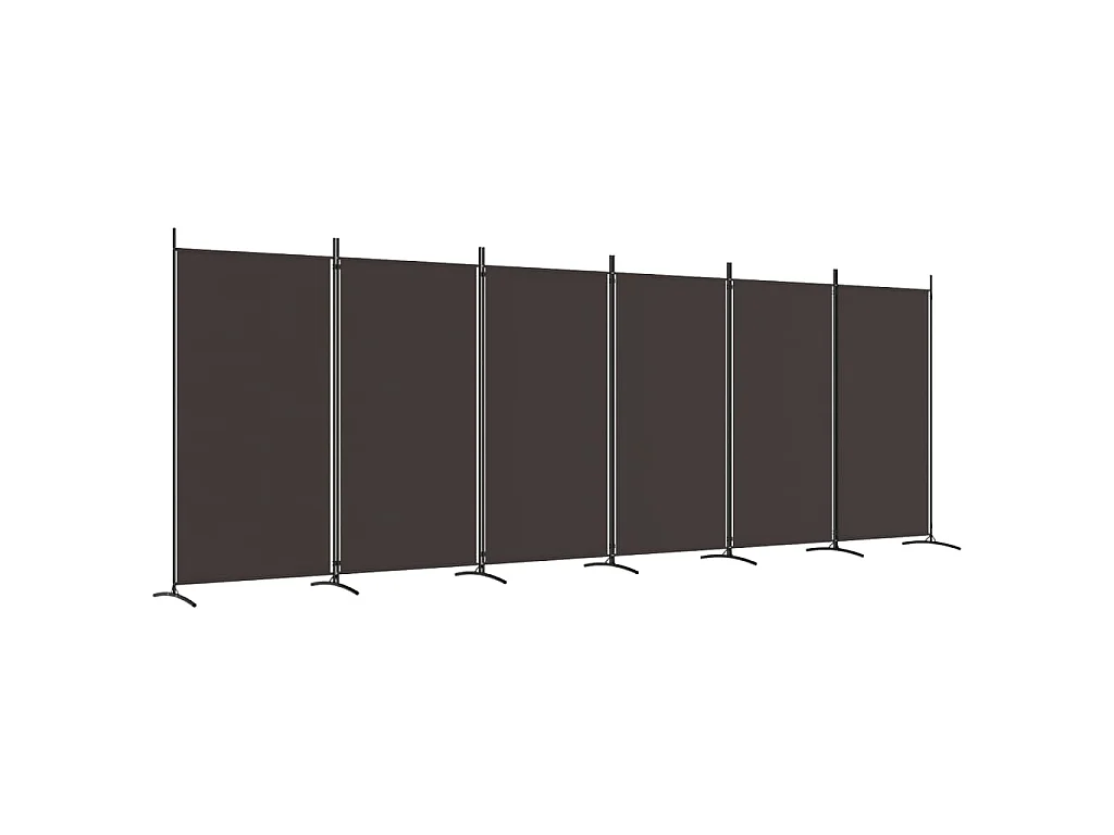 Divisorio a 6 Pannelli Marrone 520x180 cm in Tessuto