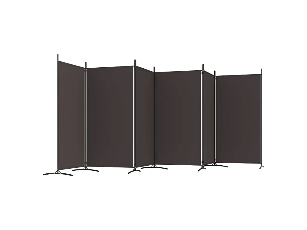 Divisorio a 6 Pannelli Marrone 520x180 cm in Tessuto