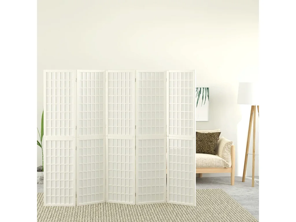 Cloison de séparation pliable 5 panneaux 200x170 cm Blanc