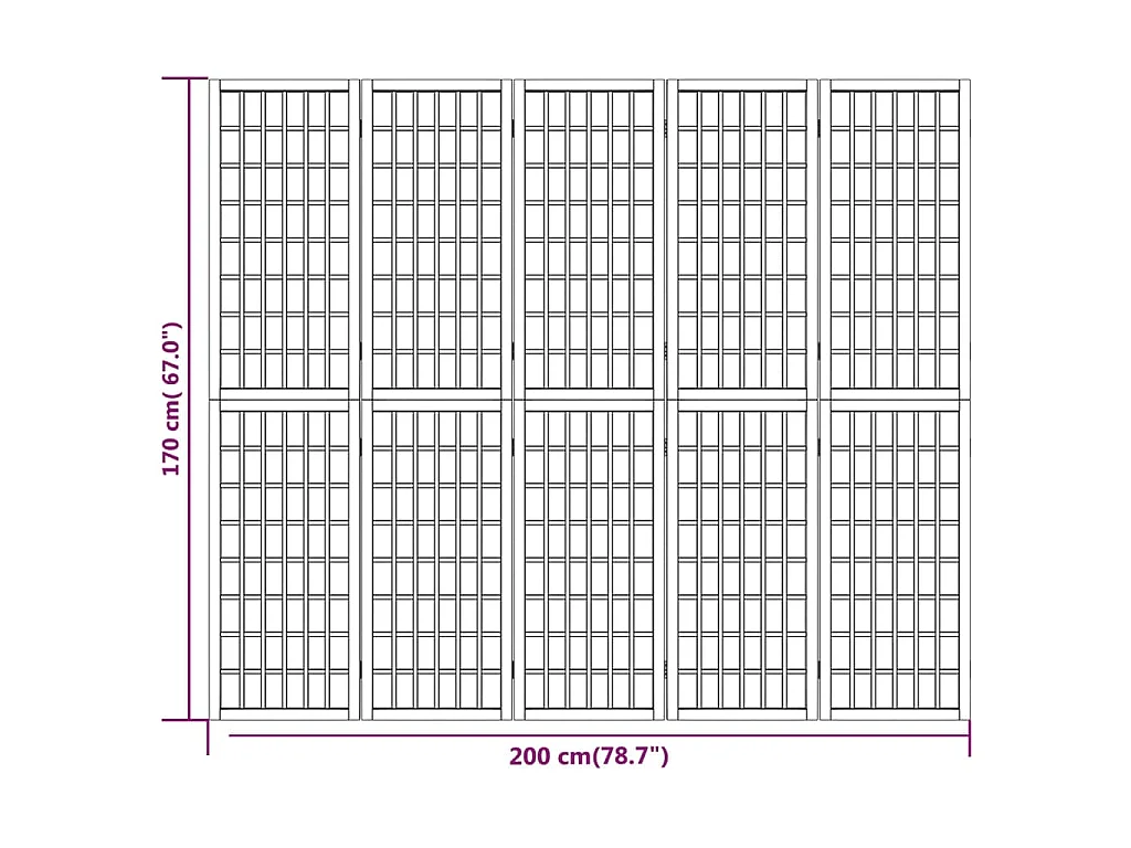 Cloison de séparation pliable 5 panneaux 200x170 cm Blanc