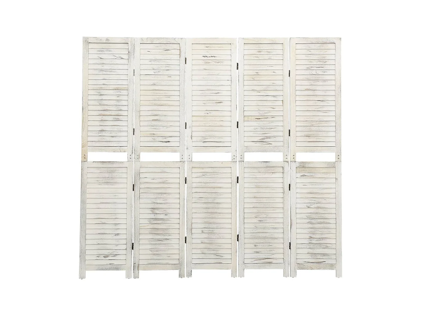 Kamerscherm met 5 panelen 178,5x166 cm massief hout antiekwit