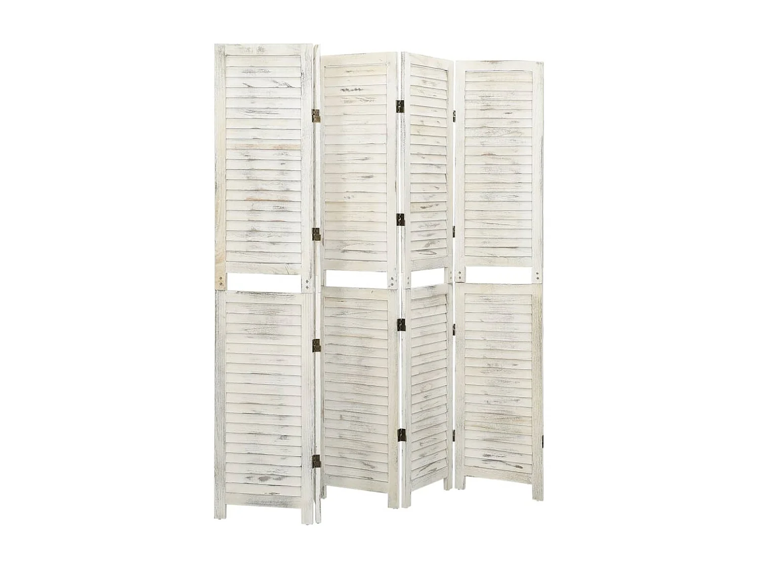Cloison de séparation 5 panneaux Blanc antique 178,5x166cm Bois