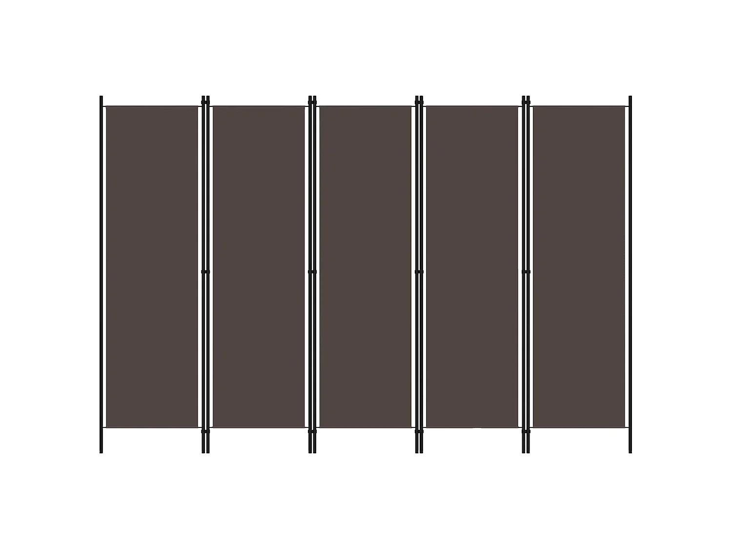 Paravent 5 panneaux Marron 250x180 cm