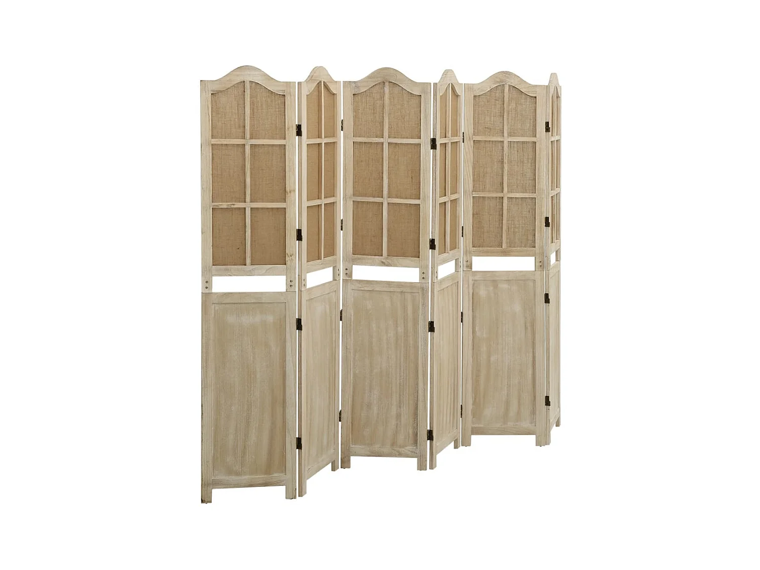 Cloison de séparation 6 panneaux Marron 214x165 cm Tissu