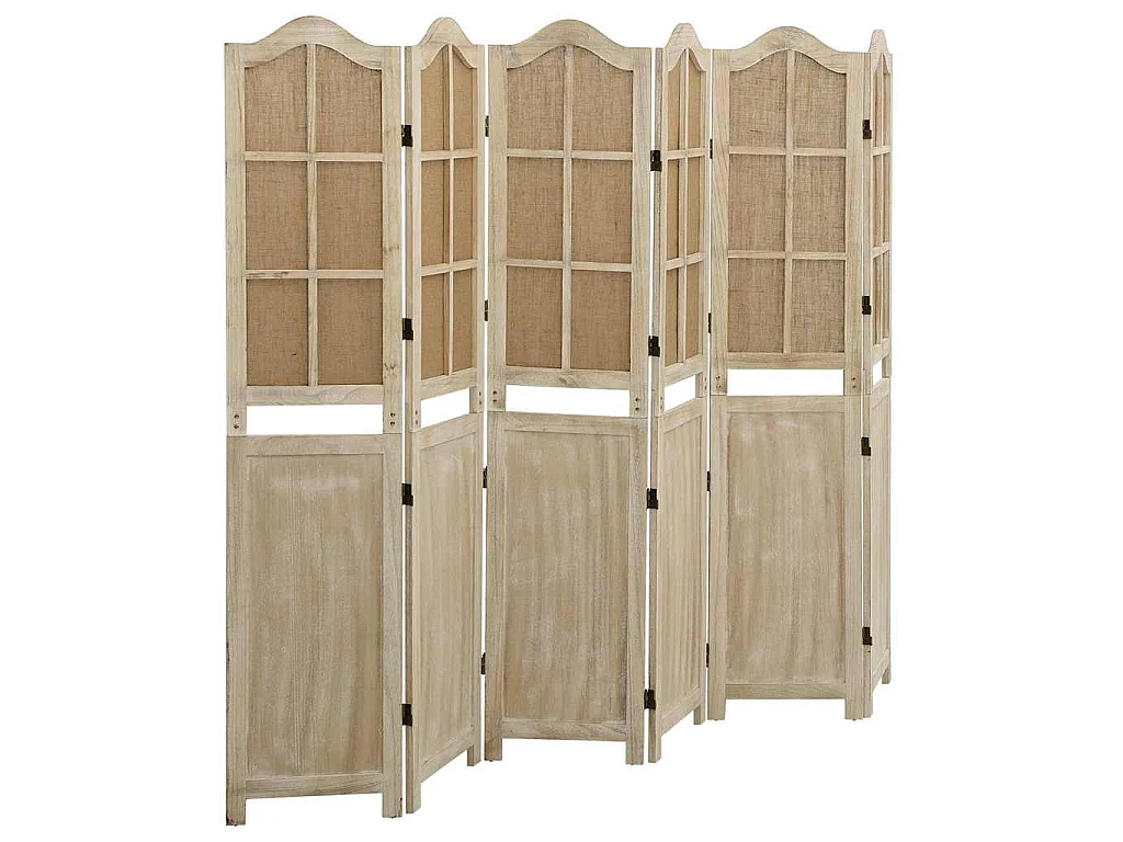 Divisorio a 6 Pannelli Marrone 214x165 cm in Tessuto