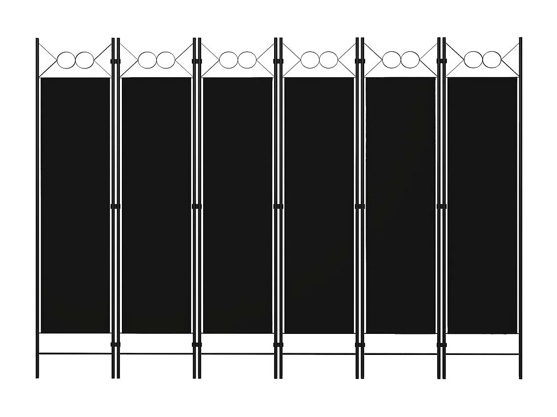 Cloison de séparation 6 panneaux Noir 240x180 cm