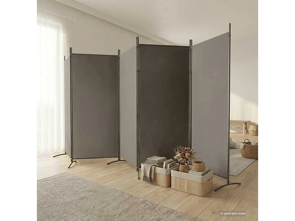 5-tlg. Paravent Anthrazit 433x180 cm Stoff