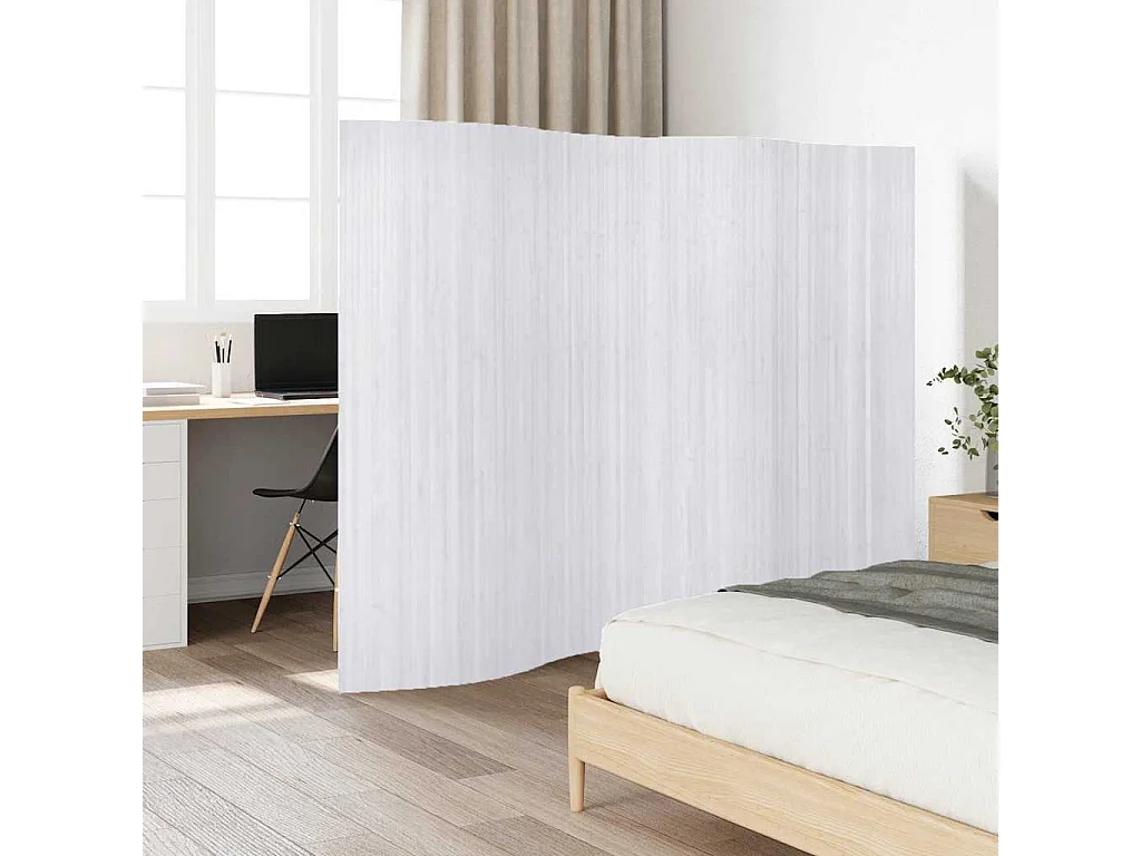 Biombo divisor bambú blanco ancho 250 cm alto 165 cm