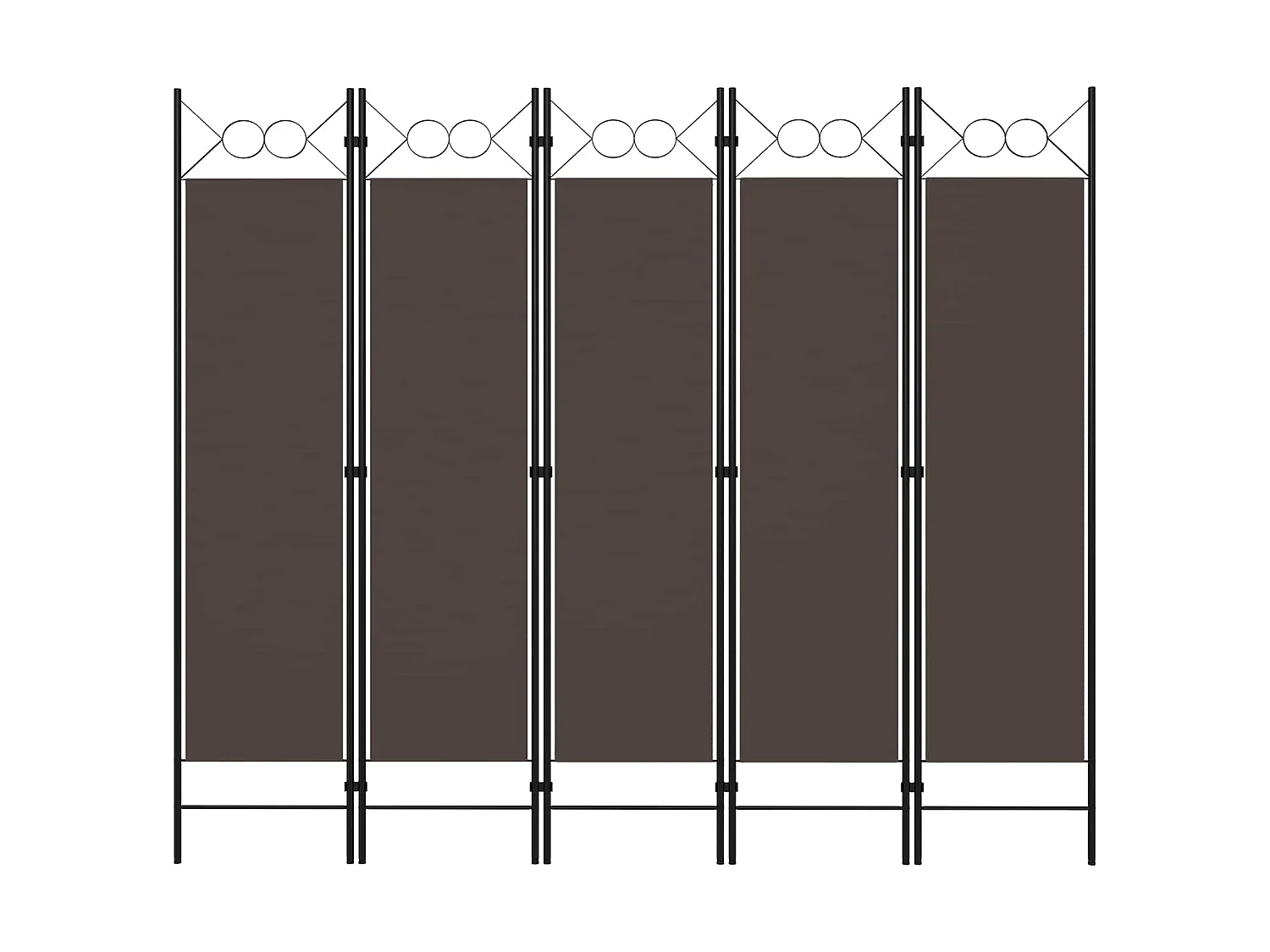 Kamerscherm met 5 panelen 200x180 cm bruin