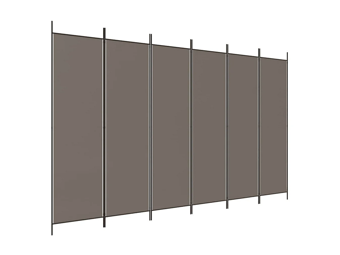 Biombo divisor de 6 paneles de tela gris antracita 300x220 cm
