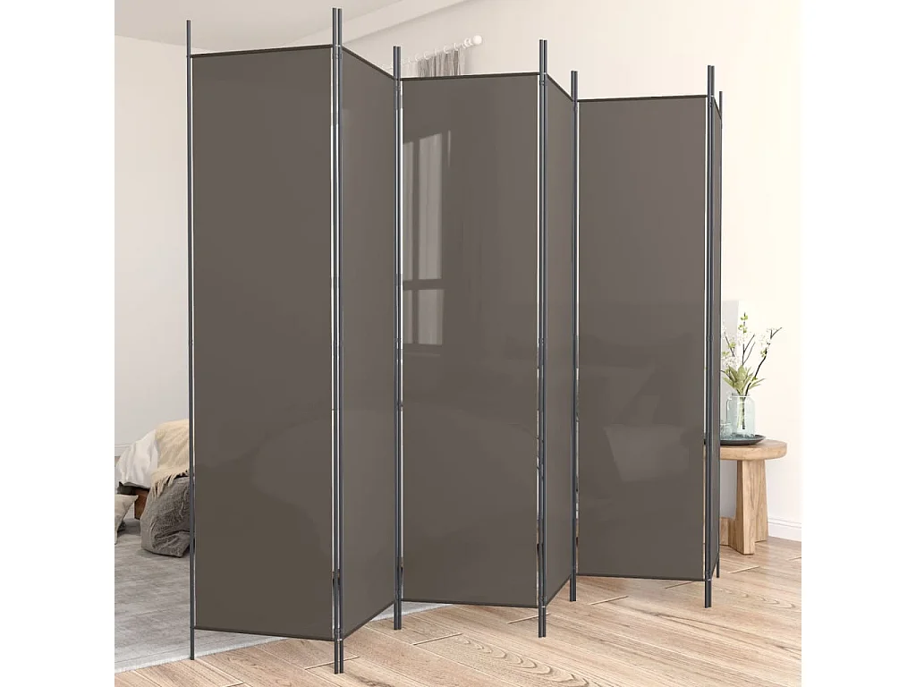 Kamerscherm met 6 panelen 300x220 cm stof antracietkleurig