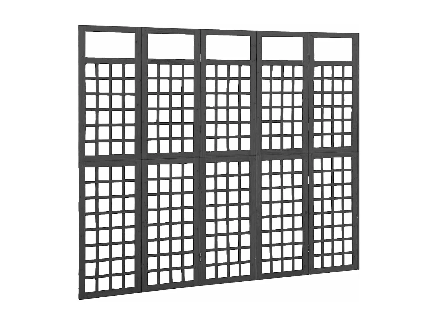 Spalier/Paravent 5-teilig Massivholz Tanne Schwarz 201,5x180 cm