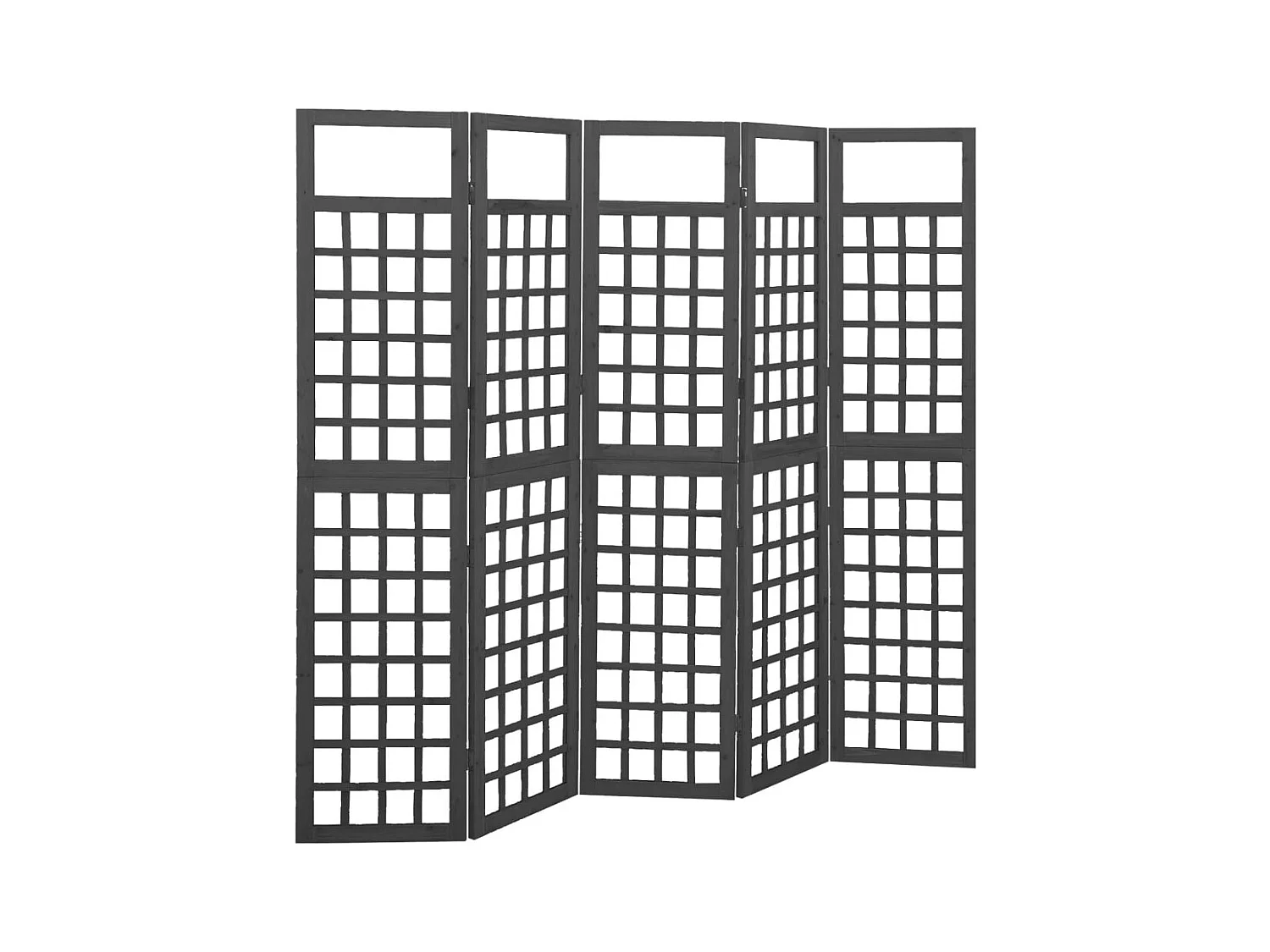 Kamerscherm/trellis met 5 panelen 201,5x180 cm vurenhout zwart