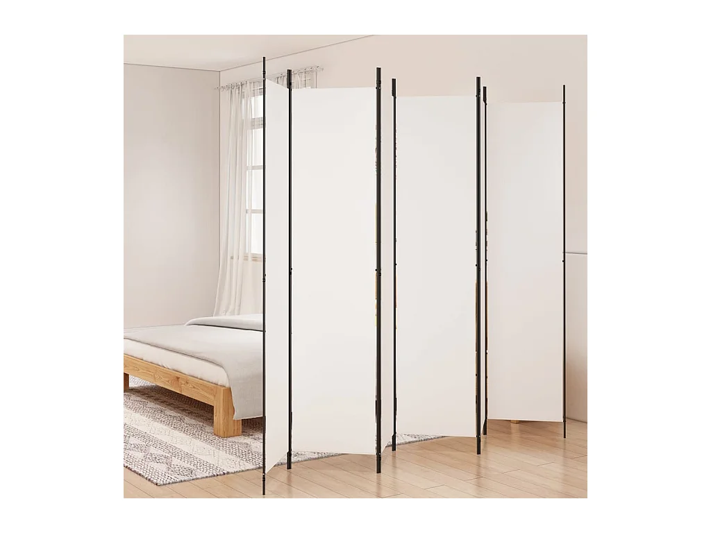 Cloison de séparation 6 panneaux Blanc 300x220 cm Tissu