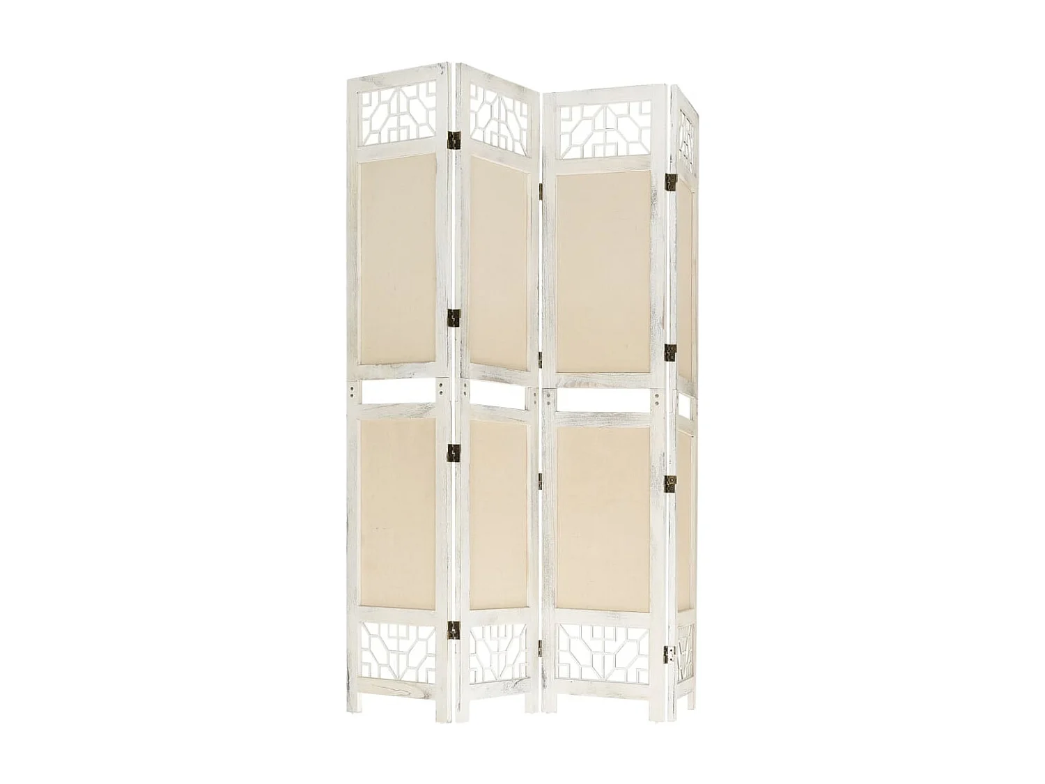 Cloison de séparation 4 panneaux Crème 140x165 cm Tissu