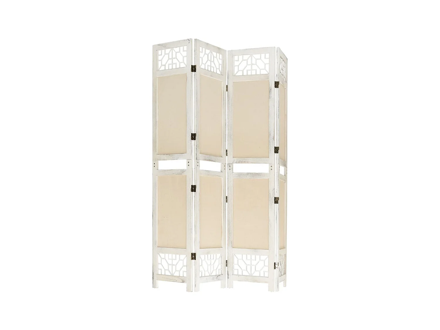 Cloison de séparation 4 panneaux Crème 140x165 cm Tissu