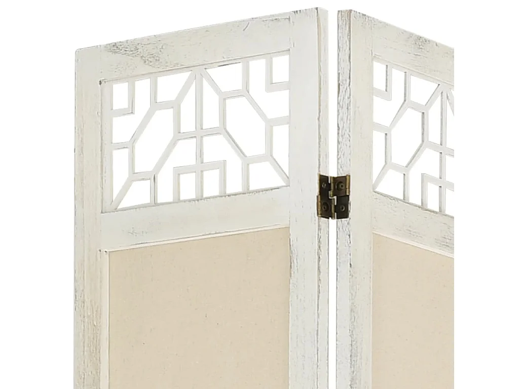 Cloison de séparation 4 panneaux Crème 140x165 cm Tissu
