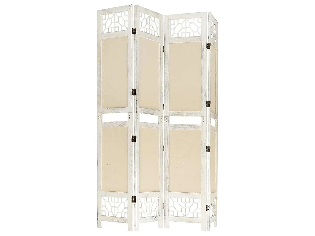 Biombo com 4 painéis 140x165 cm tecido cor creme