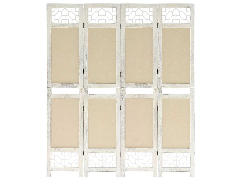 Biombo com 4 painéis 140x165 cm tecido cor creme