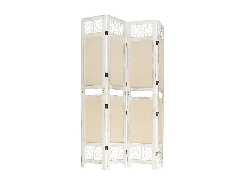 4-tlg. Raumteiler Creme 140x165 cm Stoff