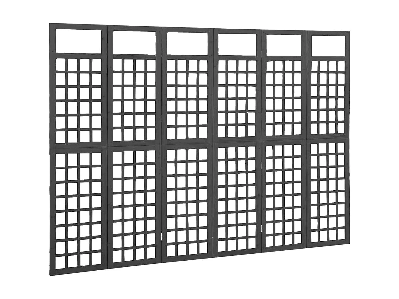 Kamerscherm/trellis met 6 panelen 242,5x180 cm vurenhout zwart