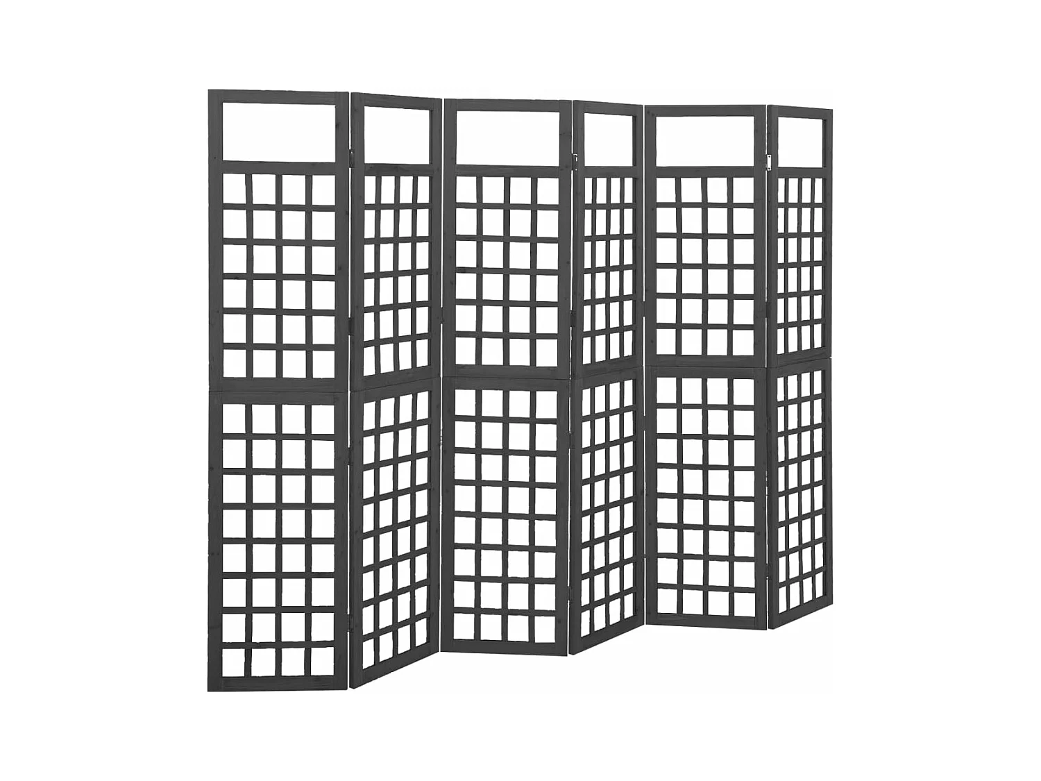 Divisorio a 6 Pannelli in Legno di Abete Nero 242,5x180 cm