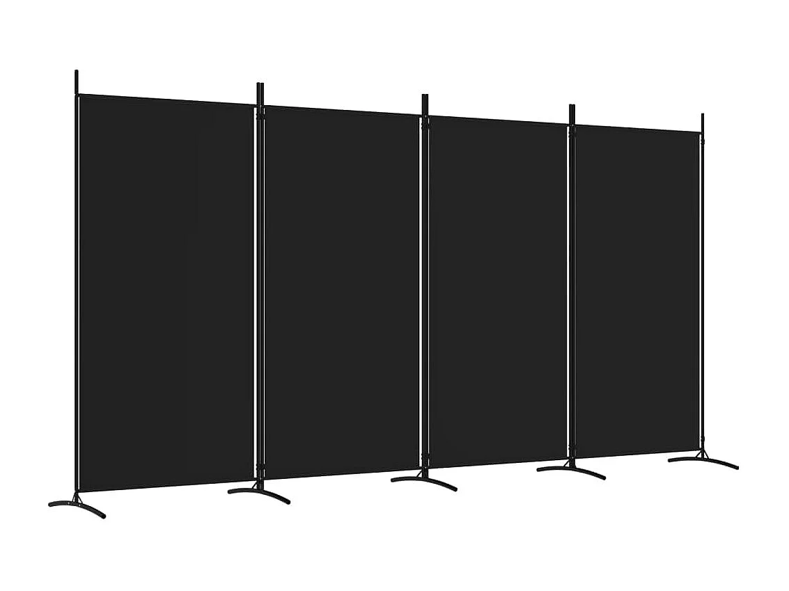 Divisória de quarto com 4 painéis 346x180 cm tecido preto