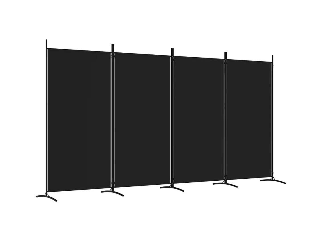 Cloison de séparation 4 panneaux Noir 346x180 cm Tissu
