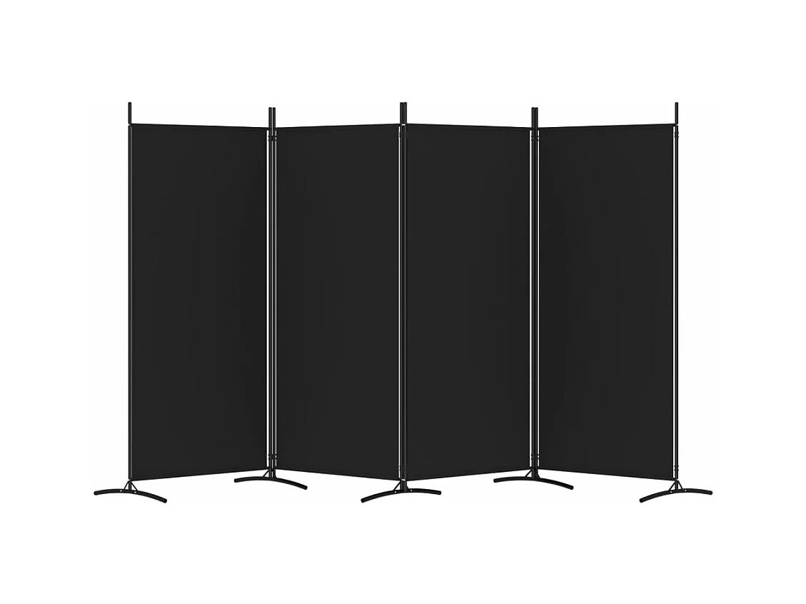 Cloison de séparation 4 panneaux Noir 346x180 cm Tissu