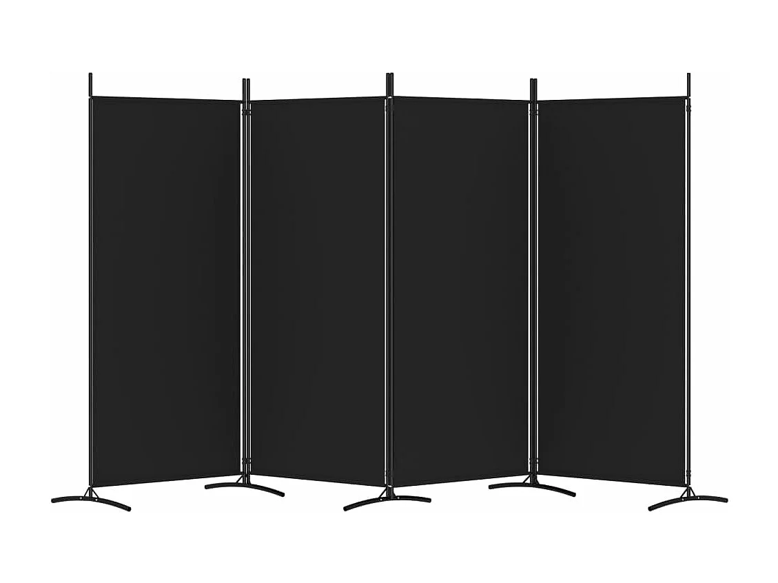 Cloison de séparation 4 panneaux Noir 346x180 cm Tissu