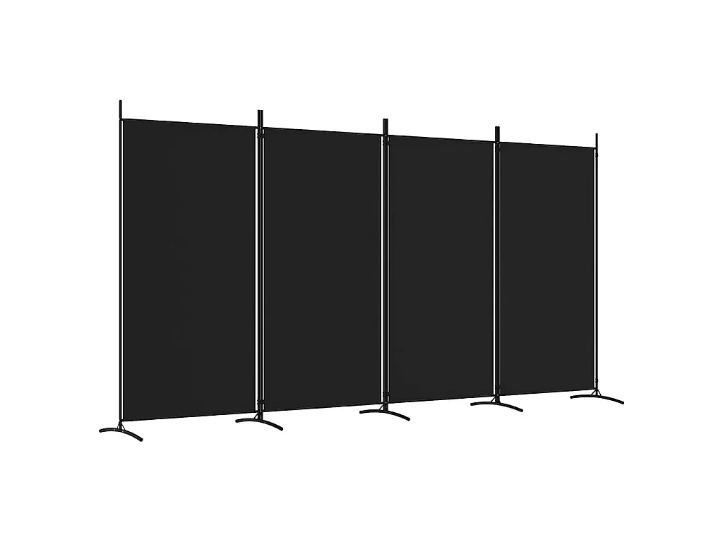 Cloison de séparation 4 panneaux Noir 346x180 cm Tissu