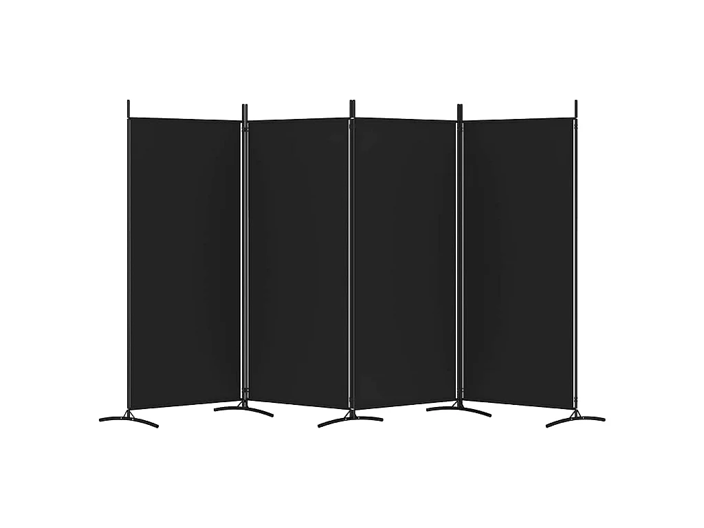 Cloison de séparation 4 panneaux Noir 346x180 cm Tissu