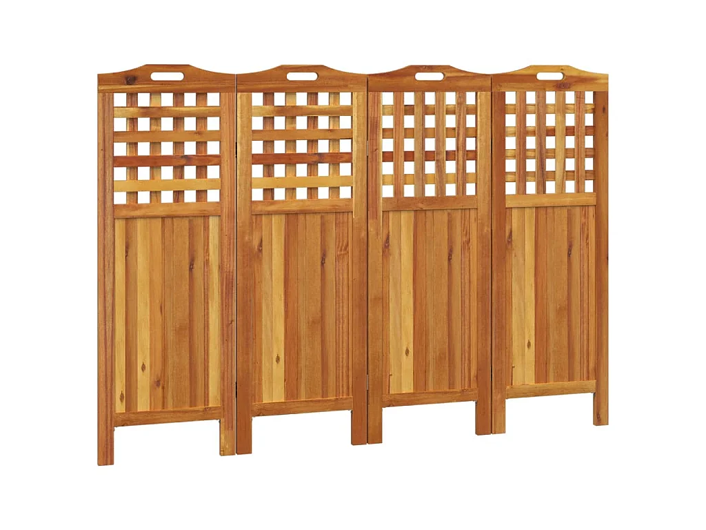 Cloison de séparation 4 panneaux 162x2x115 cm Bois d'acacia