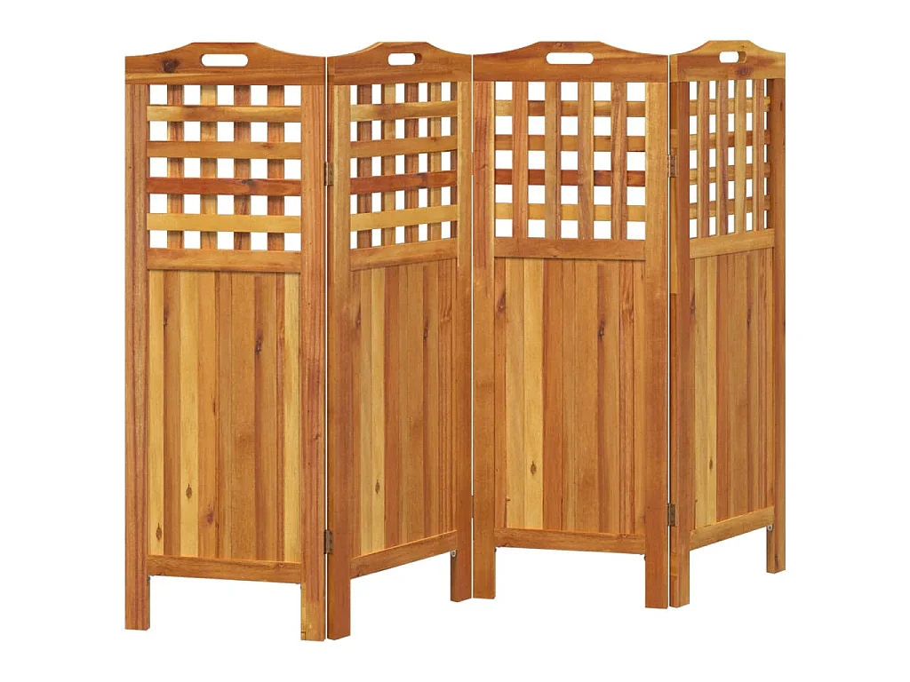 Cloison de séparation 4 panneaux 162x2x115 cm Bois d'acacia