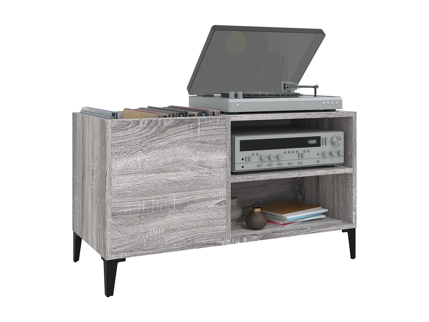 Plattenschrank Grau Sonoma 84,5x38x48 cm Holzwerkstoff