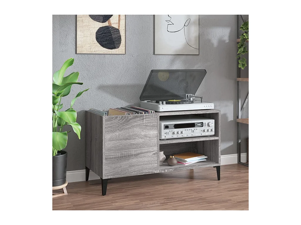 Armoire à disques sonoma gris 84,5x38x48 cm bois d'ingénierie