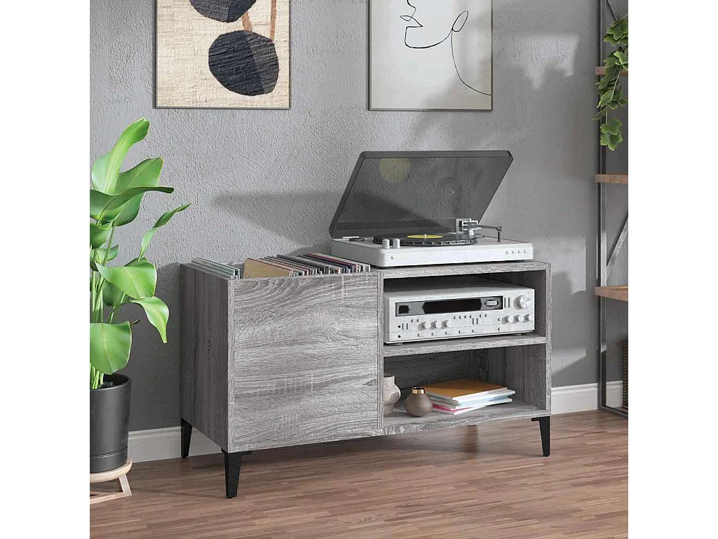 Plattenschrank Grau Sonoma 84,5x38x48 cm Holzwerkstoff