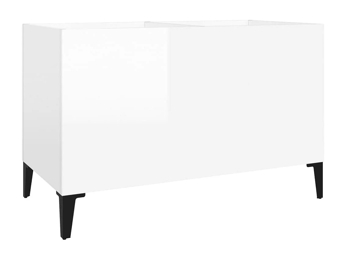 Mueble discos madera contrachapada blanco brillo 74,5x38x48 cm